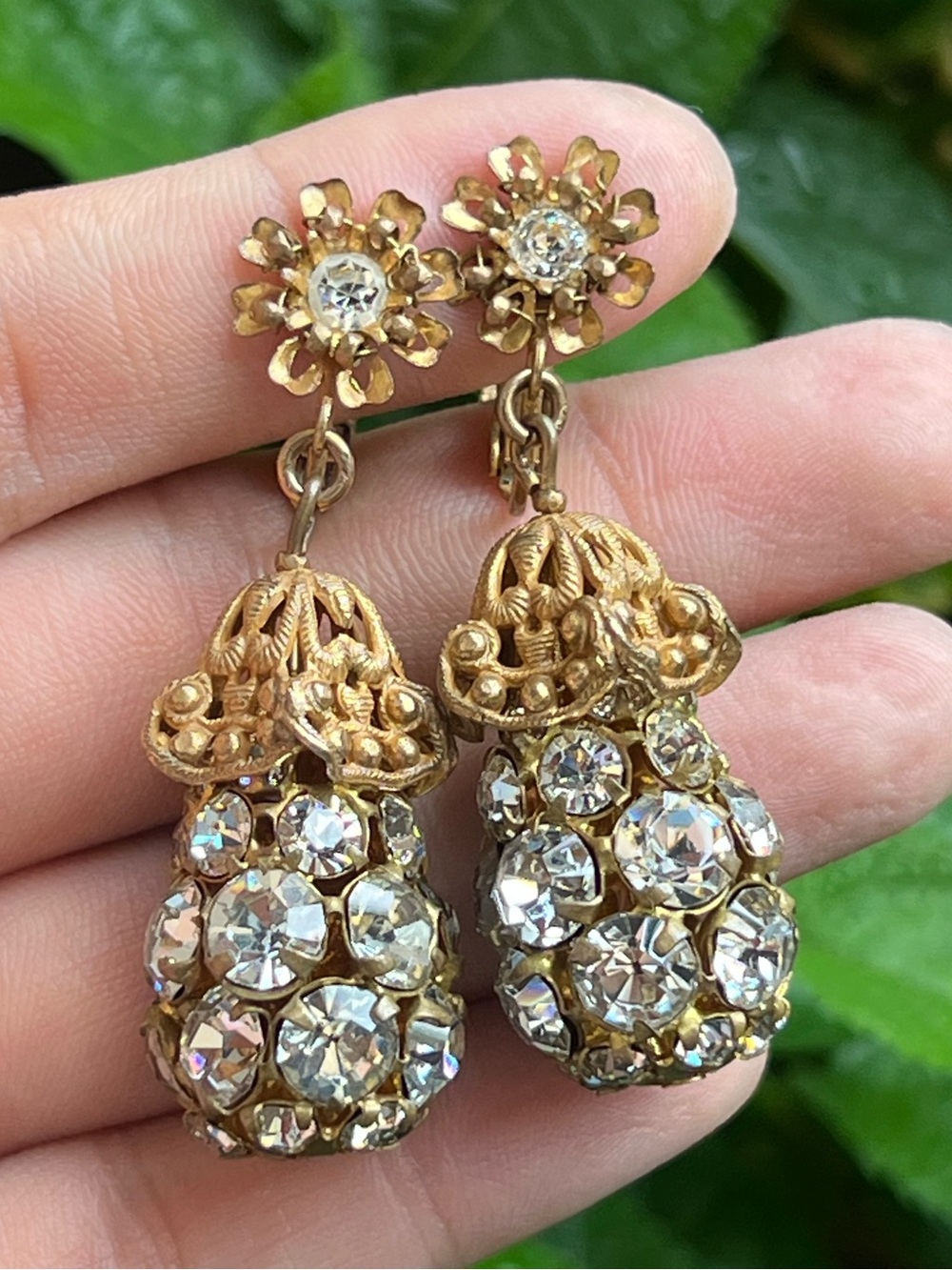 SIGNED Miriam Haskell Vintage Drop Earrings